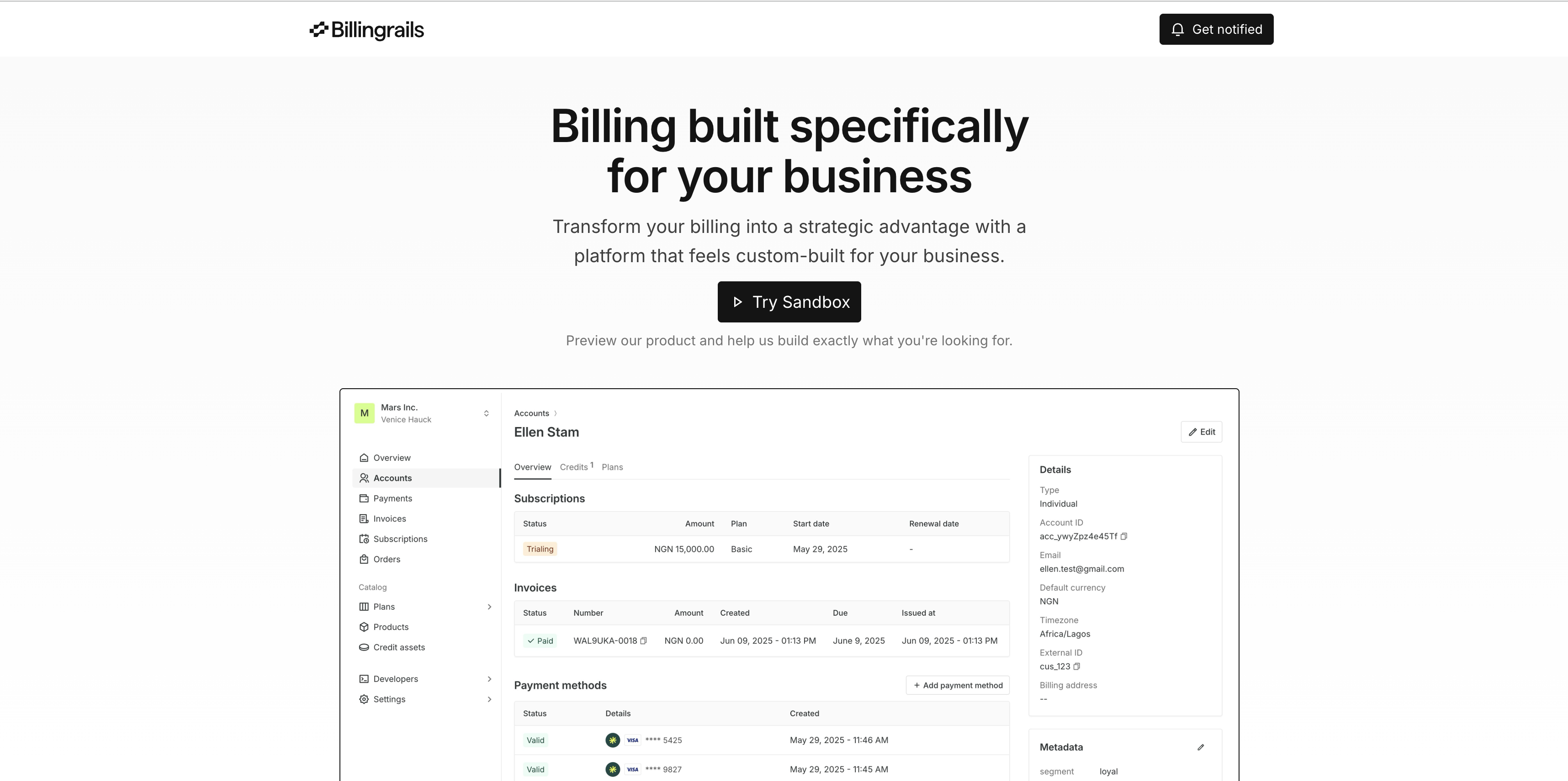 12. Billingrails Sandbox