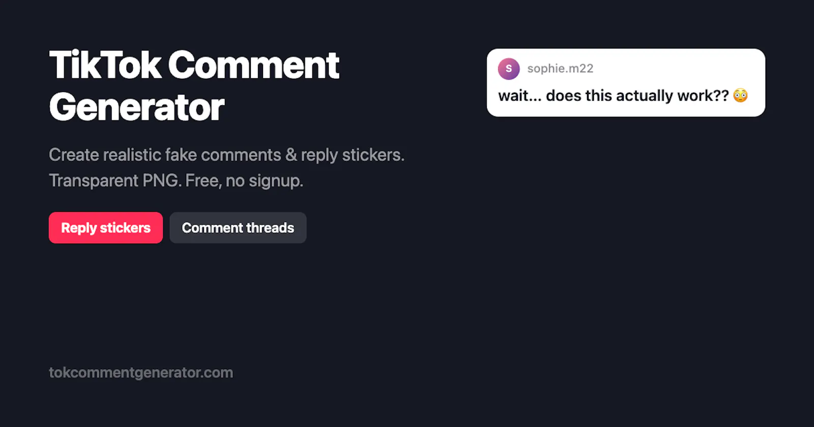 Tok Comment Generator screenshot 1