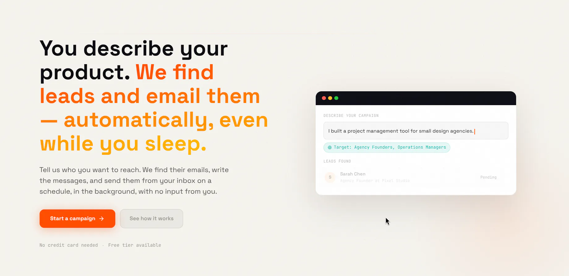 AI Cold Emailing Tool 제품 배너
