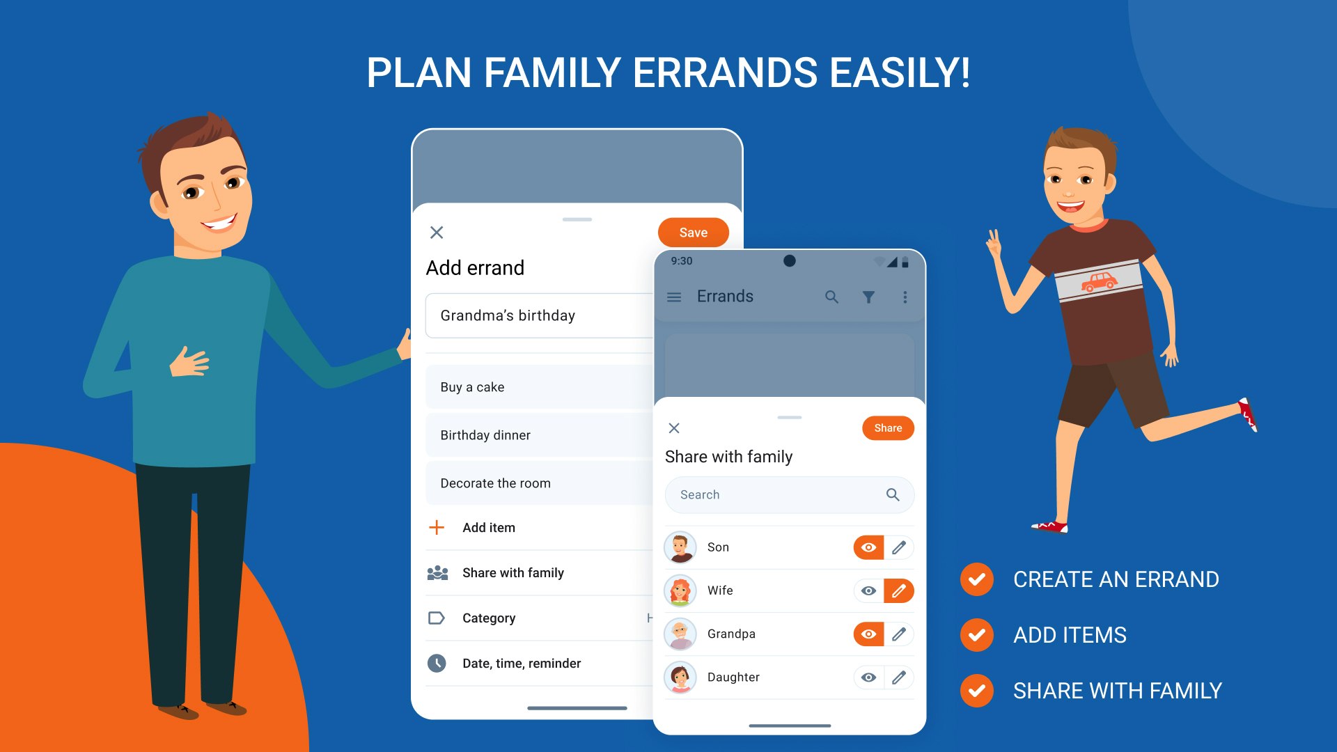 Family Errands - Main screenshot showing features and interface
