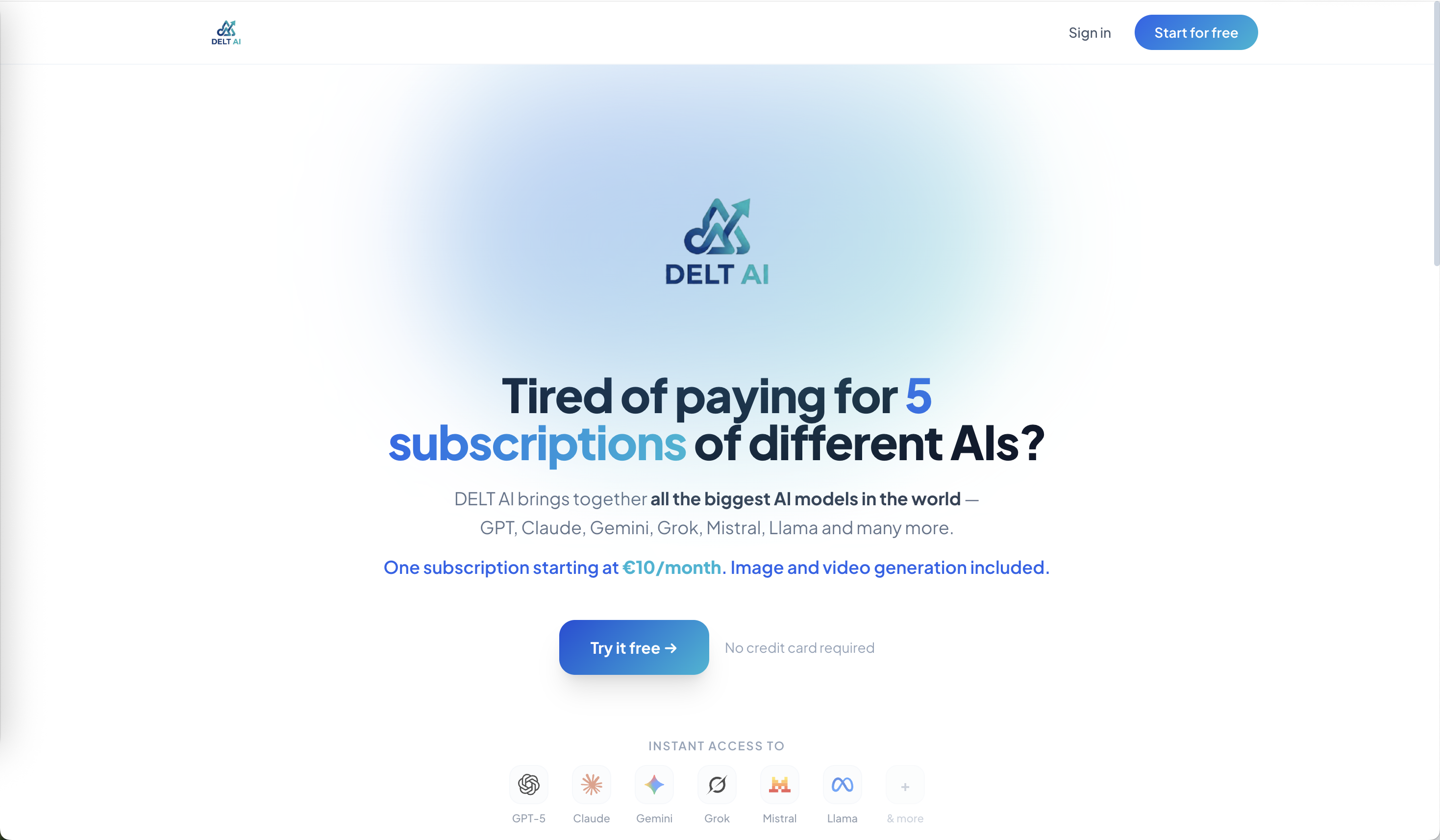 DELT AI - All models in one bill gallery image