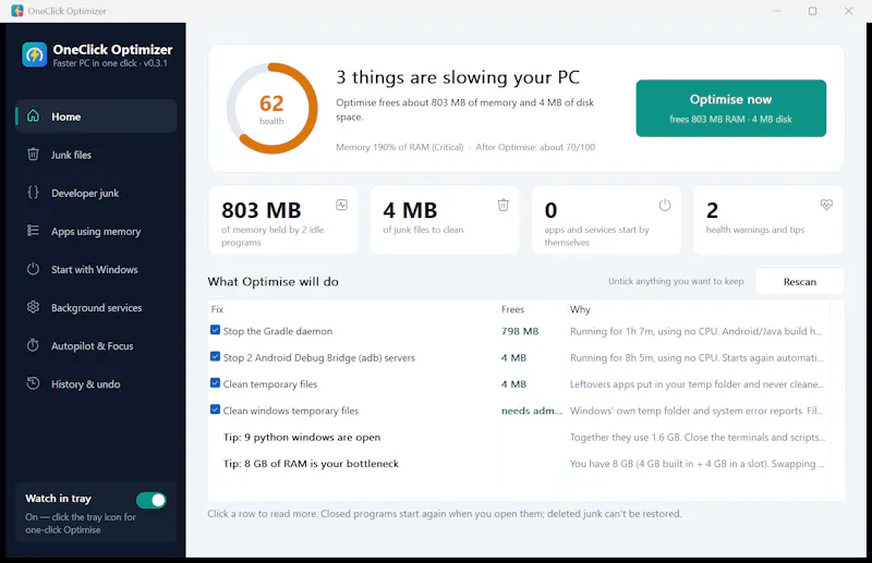 OneClick Optimizer pro (Life Time) screenshot 1