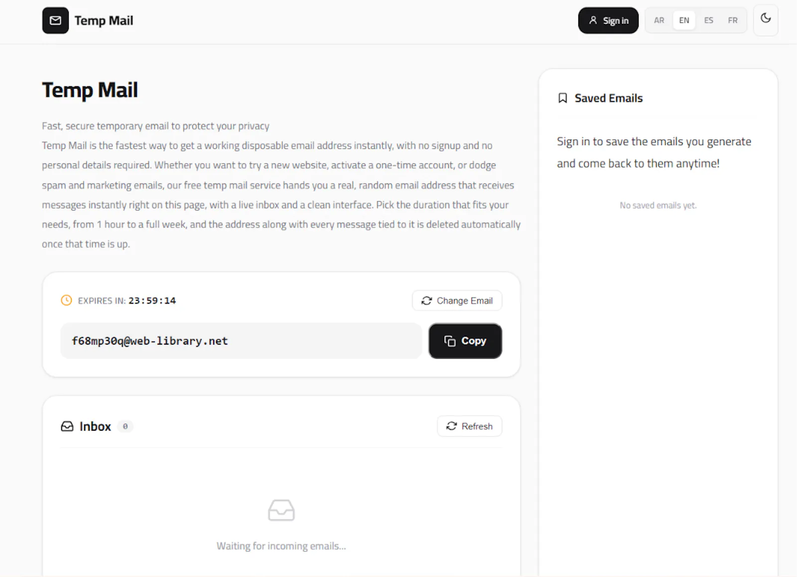 TempMailFast - Disposable Email screenshot 1