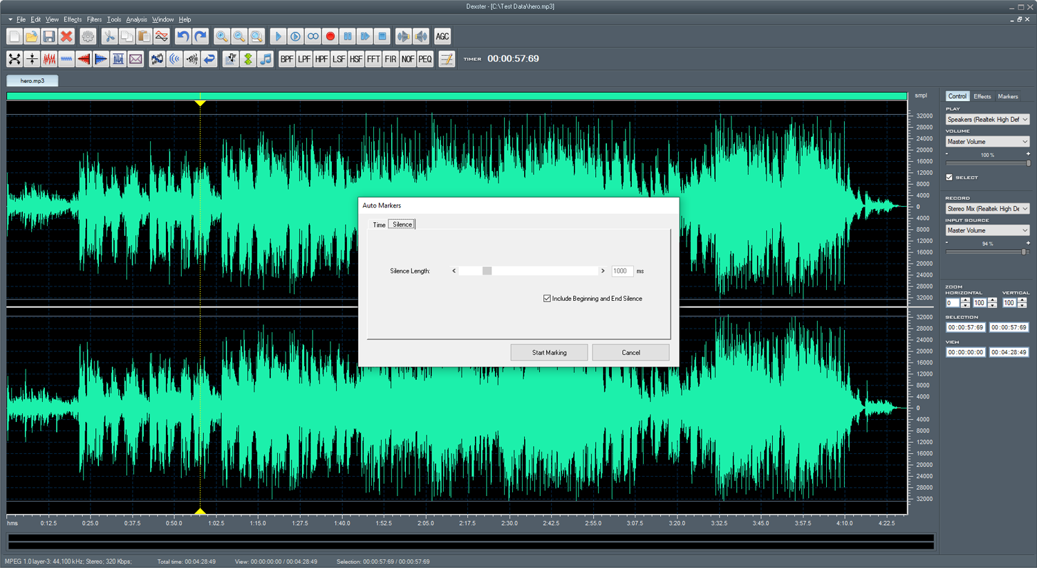 Editor de audio de Dexster media 3