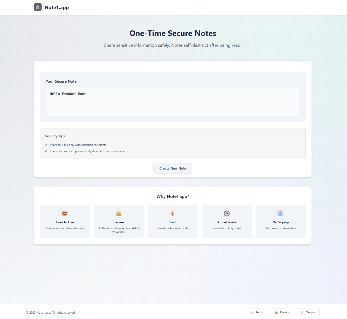 Note1.app - Screenshot 4 showing product features and functionality
