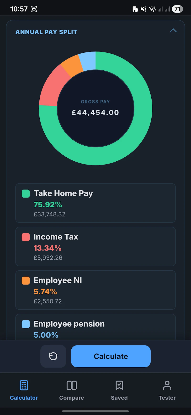 myIncome UK Salary calculator screenshot 1