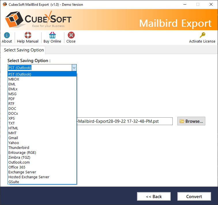 Media CubexSoft Mailbird Converter - Eksport fail mailbird db ke format fail/perkhidmatan e -mel 3