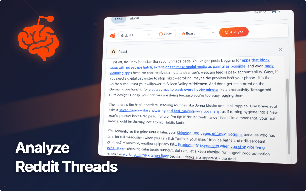 Reddit Summarizer - Screenshot 3 showing product features and functionality