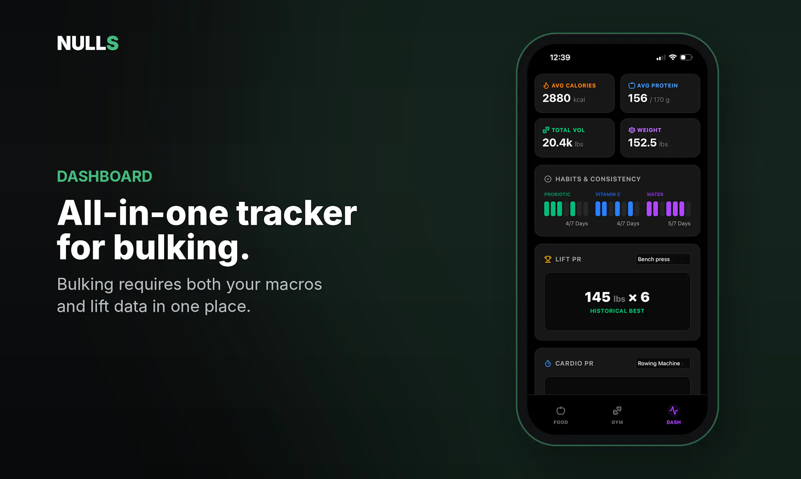 Nulls Tracker - AI Bulking & Macro Log screenshot 1
