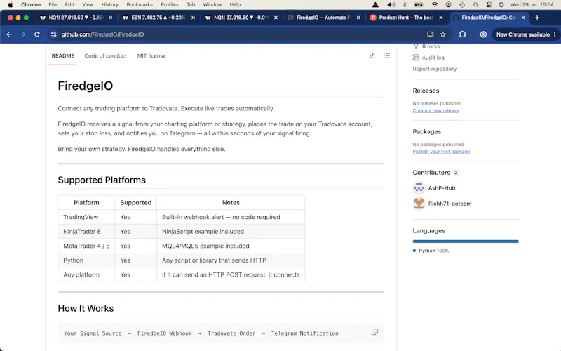FiredgeIO — Futures Trading Automation screenshot 2