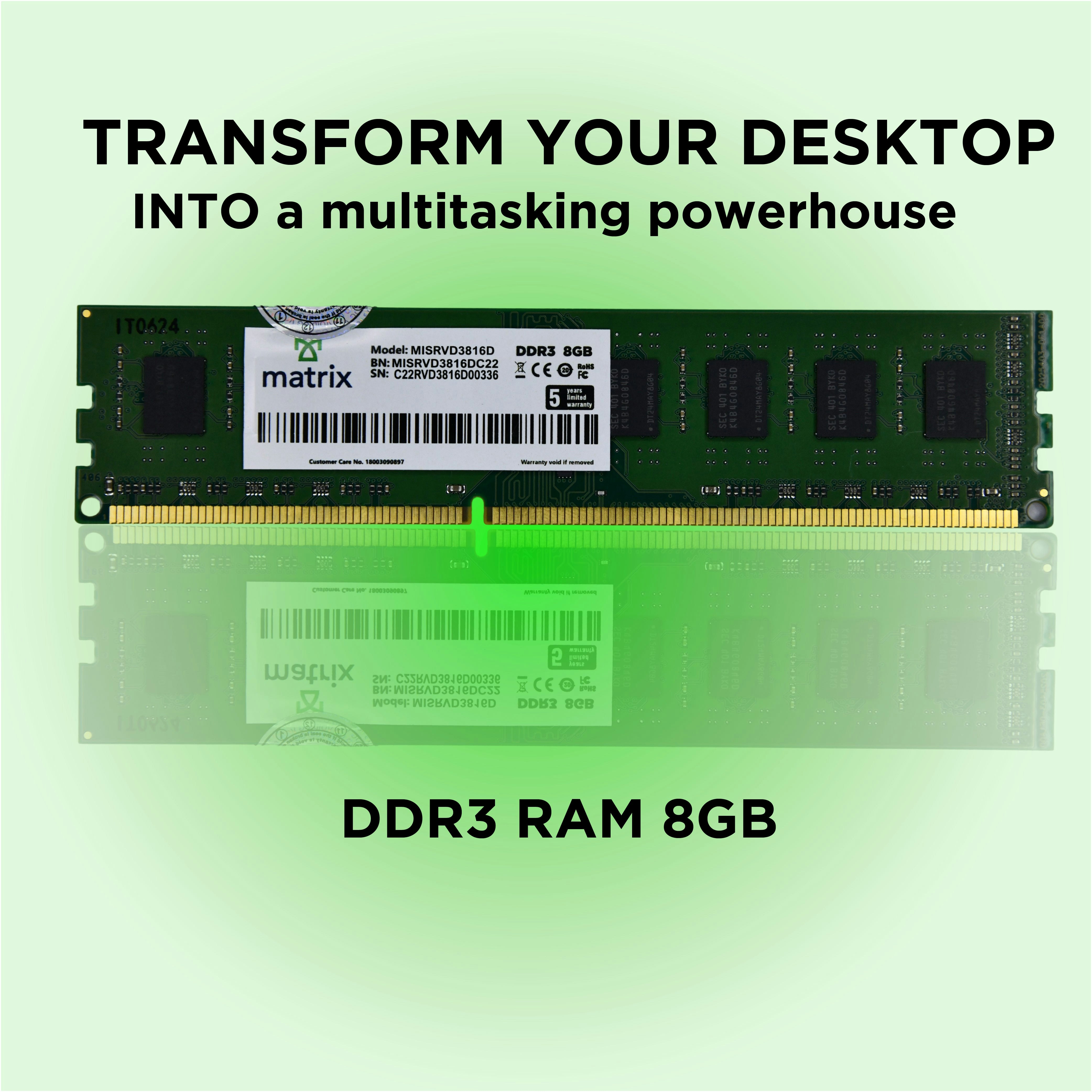 Matrix 8GB DDR3 1600MHz Desktop RAM - Main product screenshot demonstrating key features and user interface