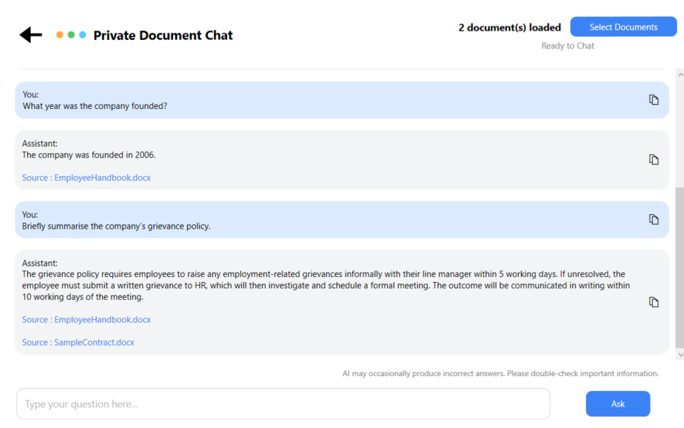 Private Document Chat gallery image