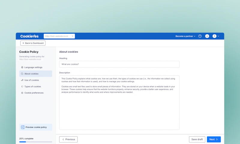 CookiePolicy Generator by CookieYes screenshot 4