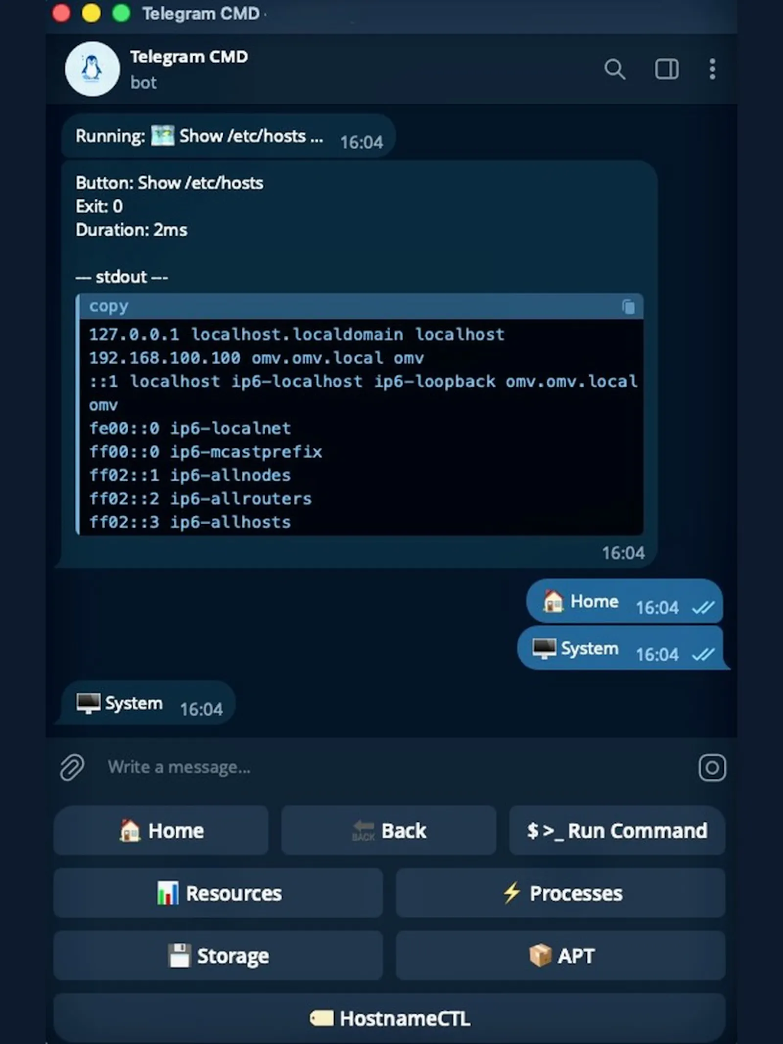 Telegram Commander screenshot 1