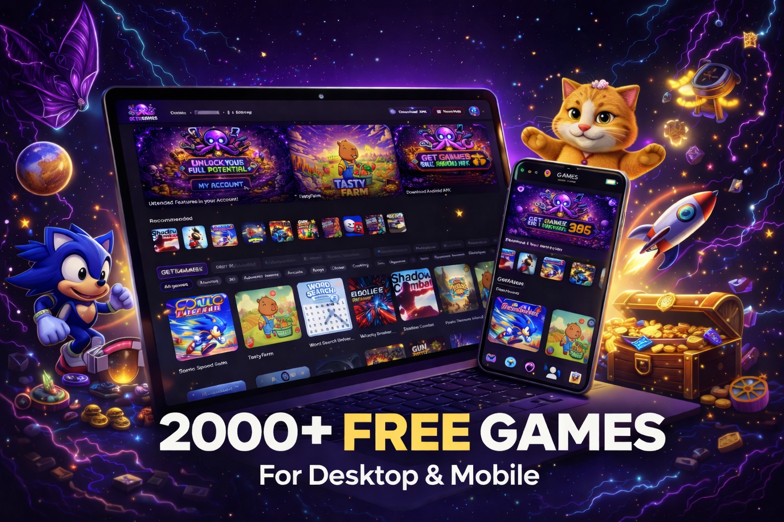 OctoGames - 2000+ desktop & mobile games - Main product screenshot demonstrating key features and user interface