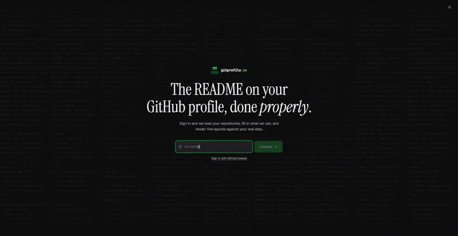 gitprofile.me screenshot 2