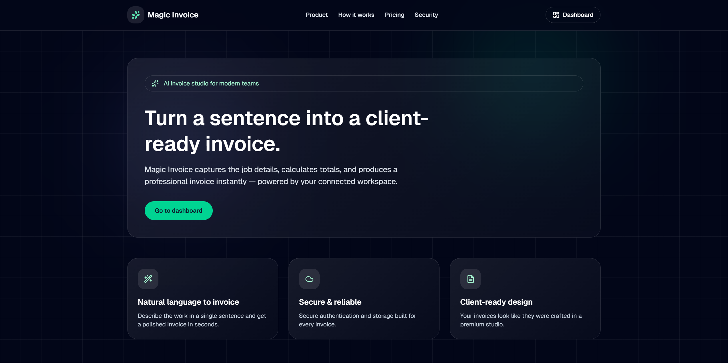 Magic Invoice - Main product screenshot demonstrating key features and user interface