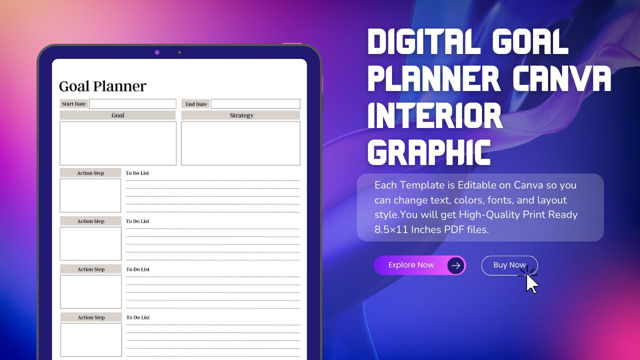 Digital Goal Planner Canva Interior media 1