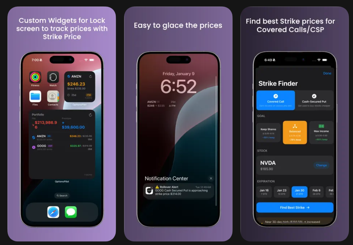OptionsPilot - Screenshot 2 showing product features and functionality