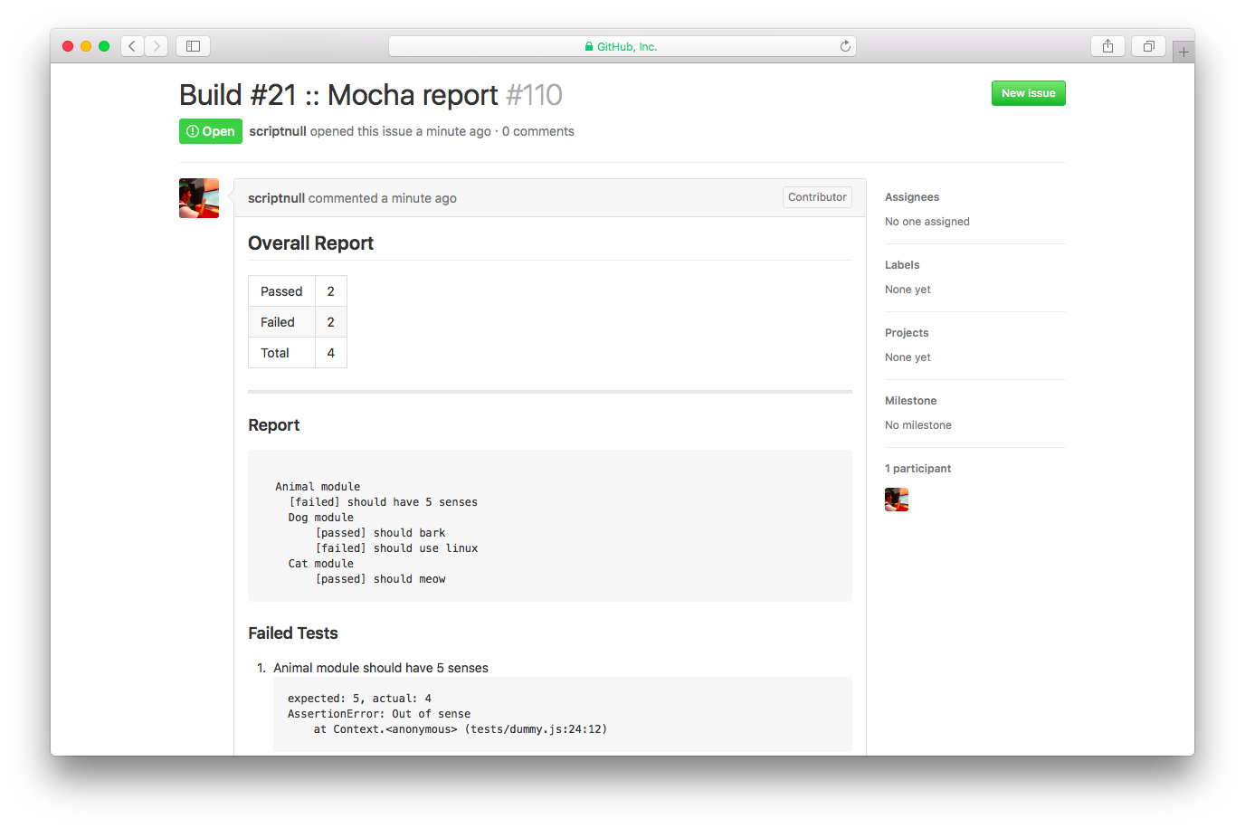 Mocha Github Reporter gallery image
