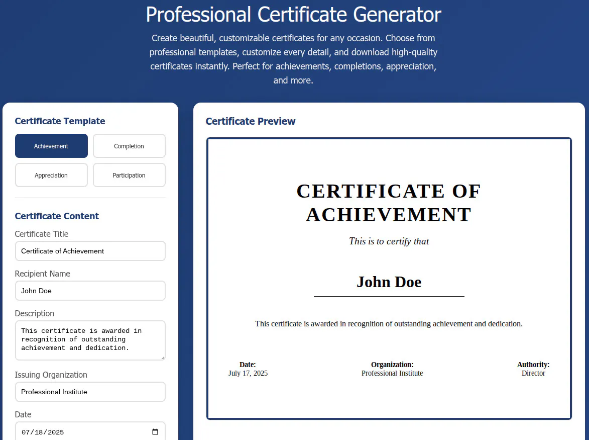 Free Certificate Generator gallery image