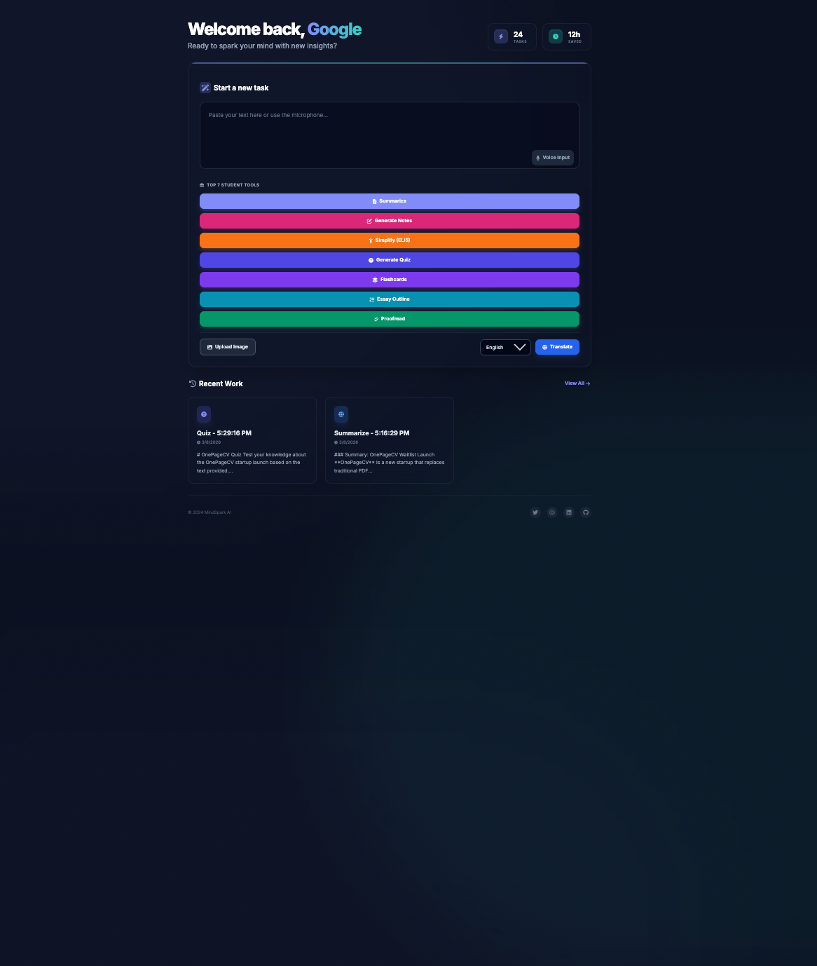 Mindspark - Screenshot 3 showing product features and functionality