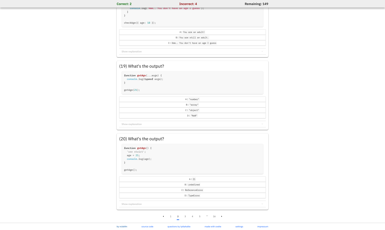 JavaScript quiz gallery image