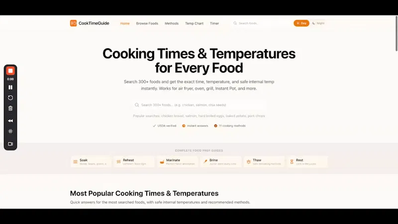 CookTimeGuide screenshot 1 (video preview)
