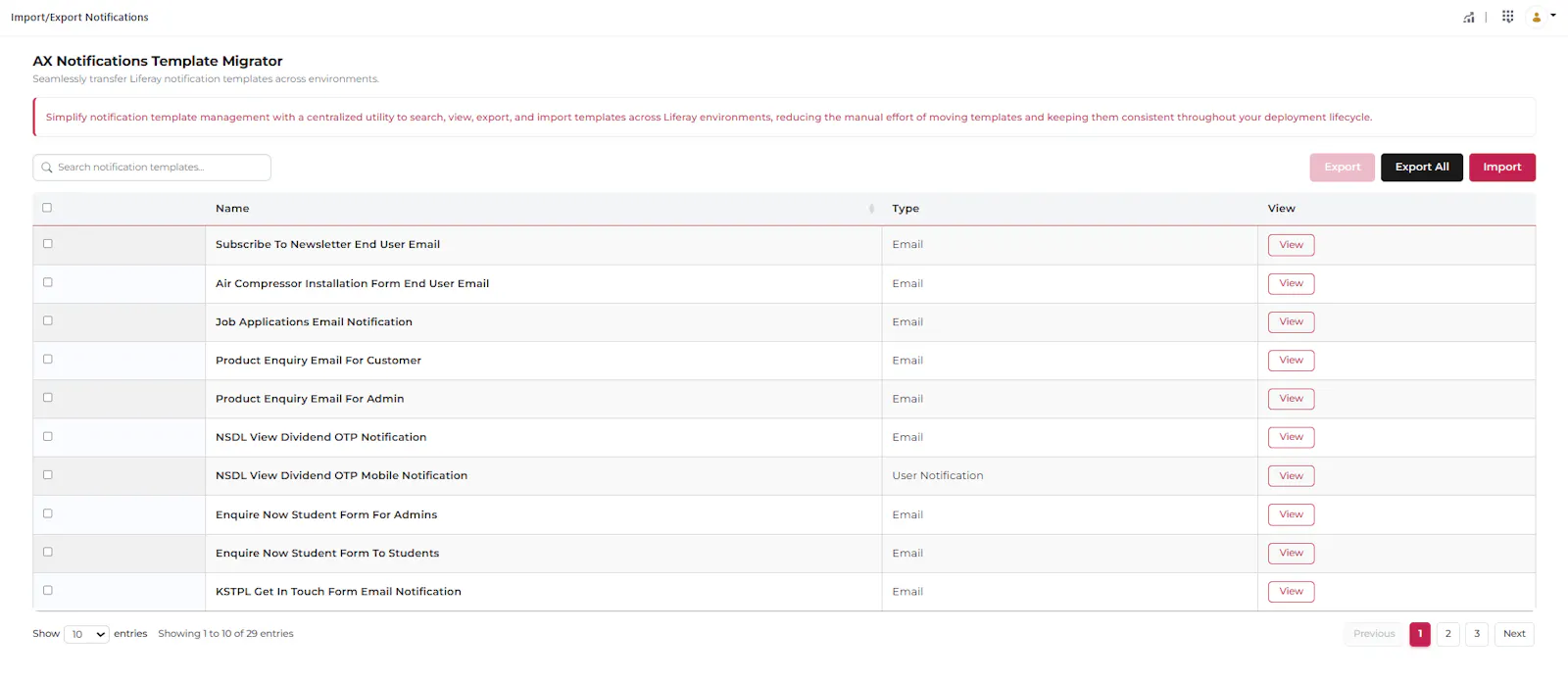 AX Notifications Template Migrator screenshot 1