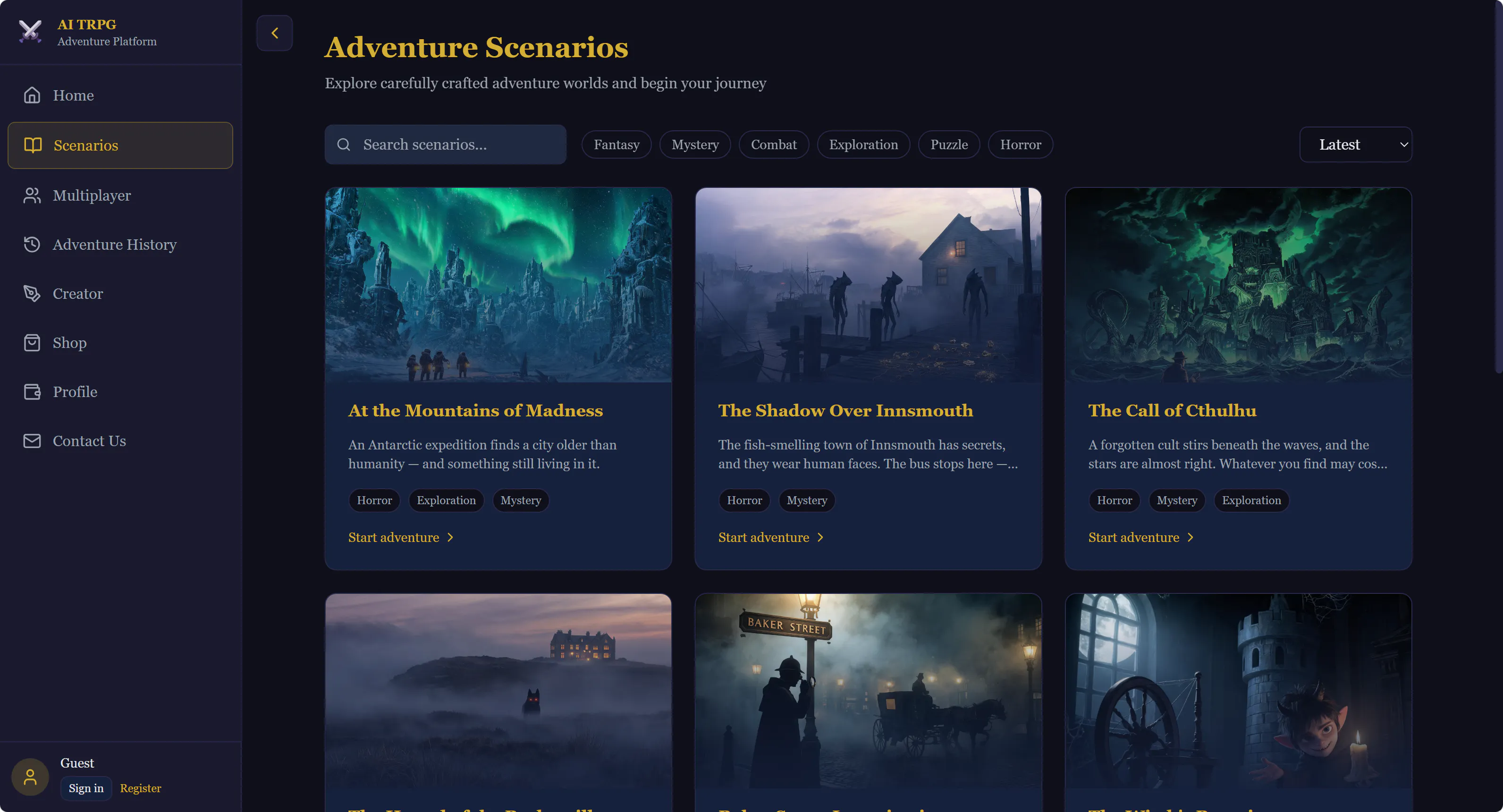 AI TRPG - AI powered TRPG website gallery image