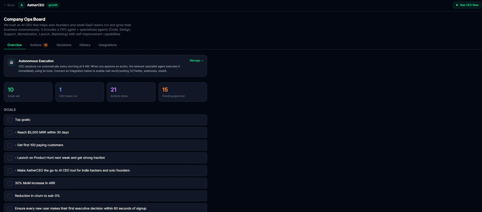 AetherCEO — Your AI Executive Team screenshot 4