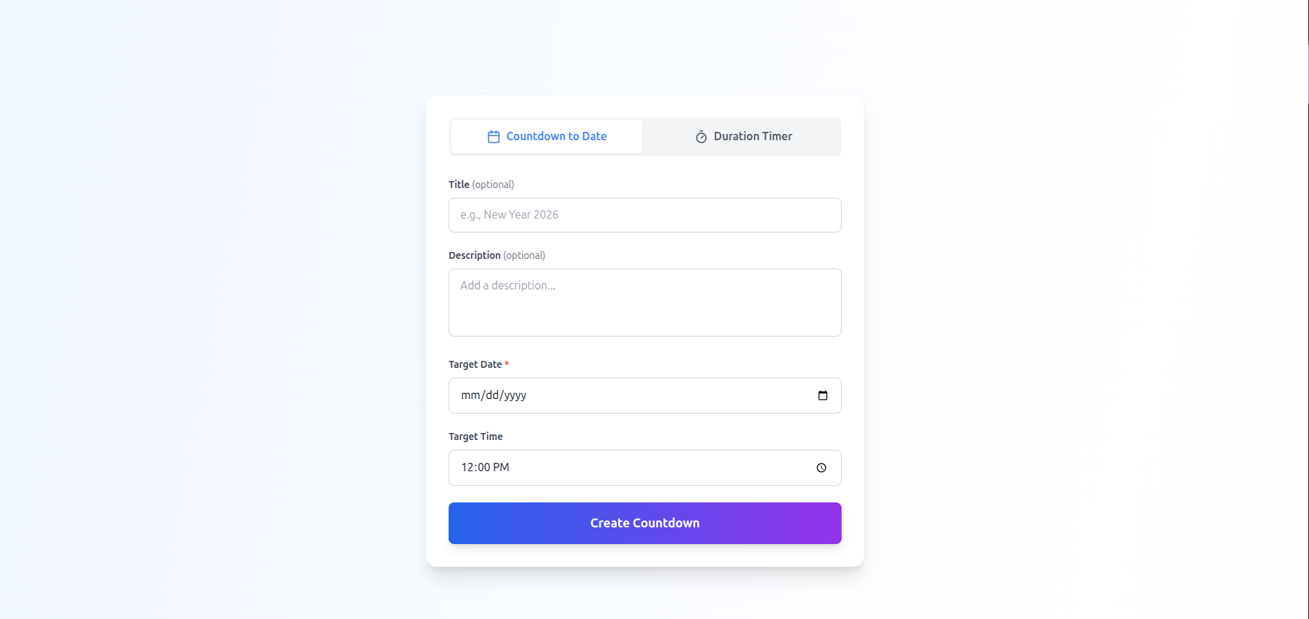 CountdownShare - Main screenshot showing features and interface