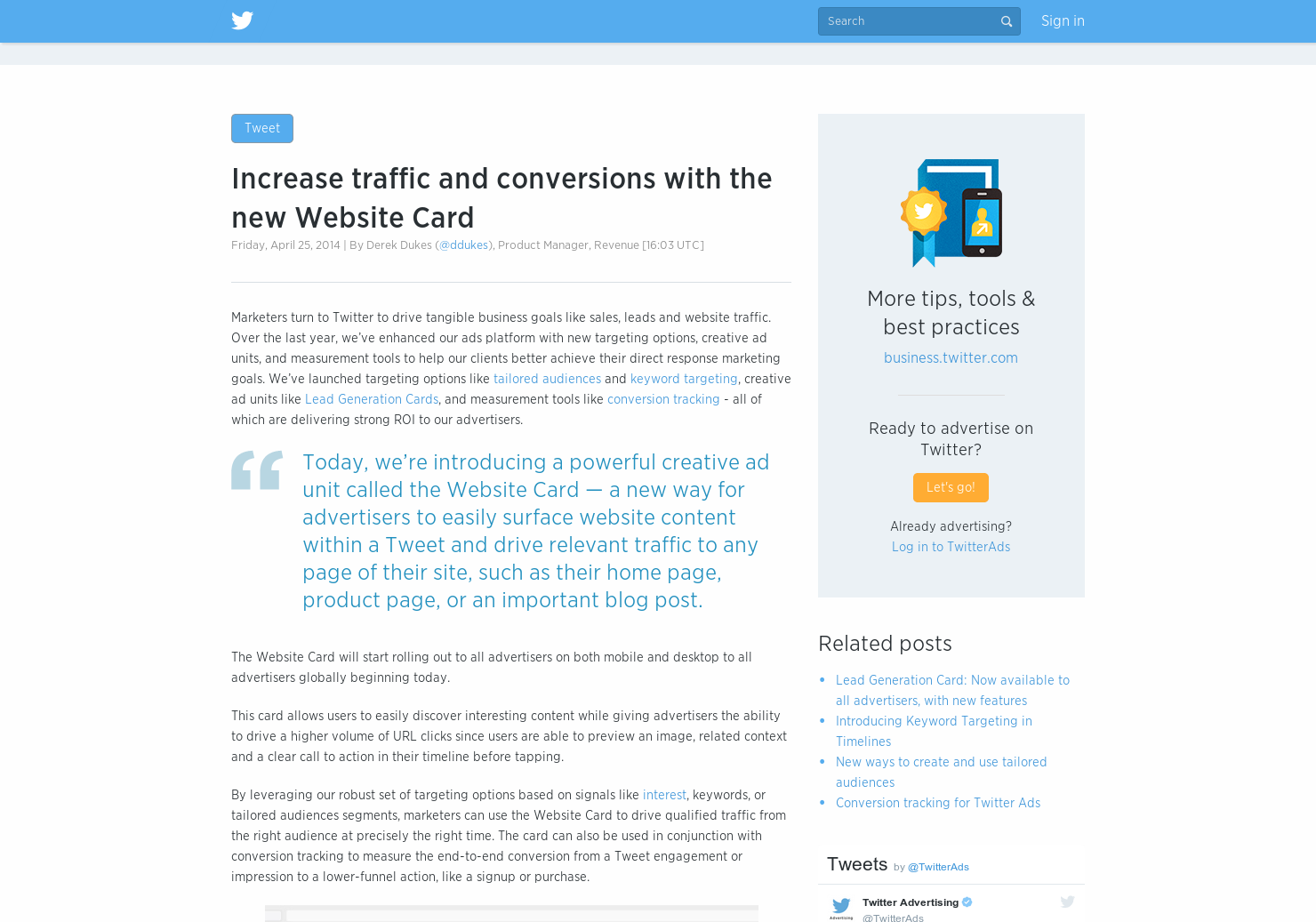 Twitter Website Card