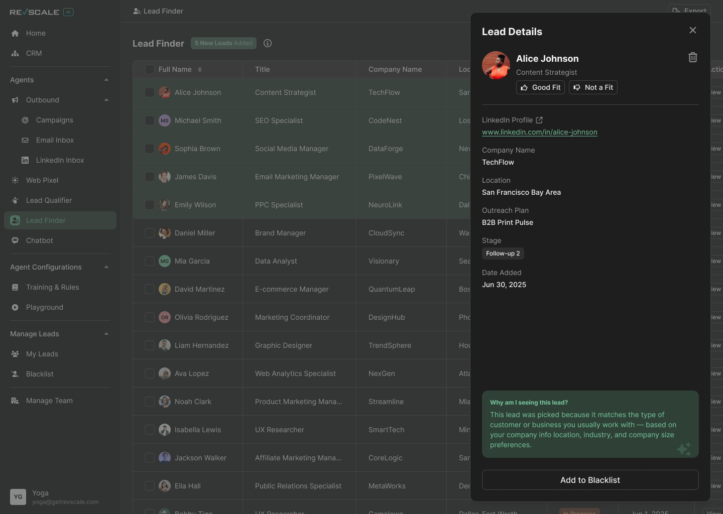 Revscale v3 - AI Agents - Screenshot 2 showing product features and functionality