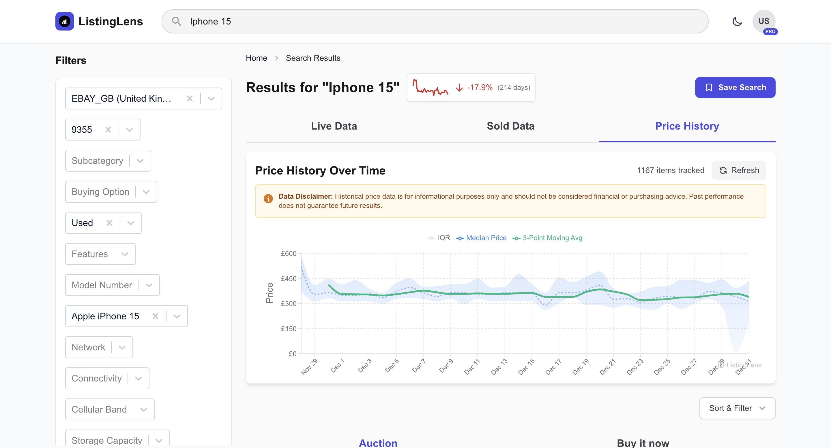 ListingLens - Real-time eBay Price Intel gallery image
