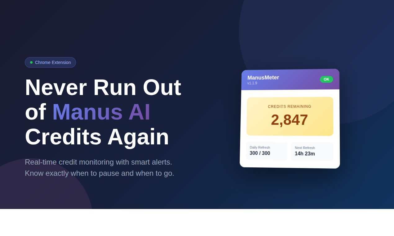 ManusMeter - Main product screenshot demonstrating key features and user interface