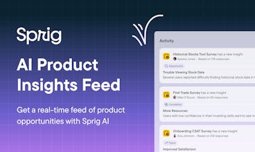 Sprig AI Product Insights Feed dashboard displaying sentiment analysis results