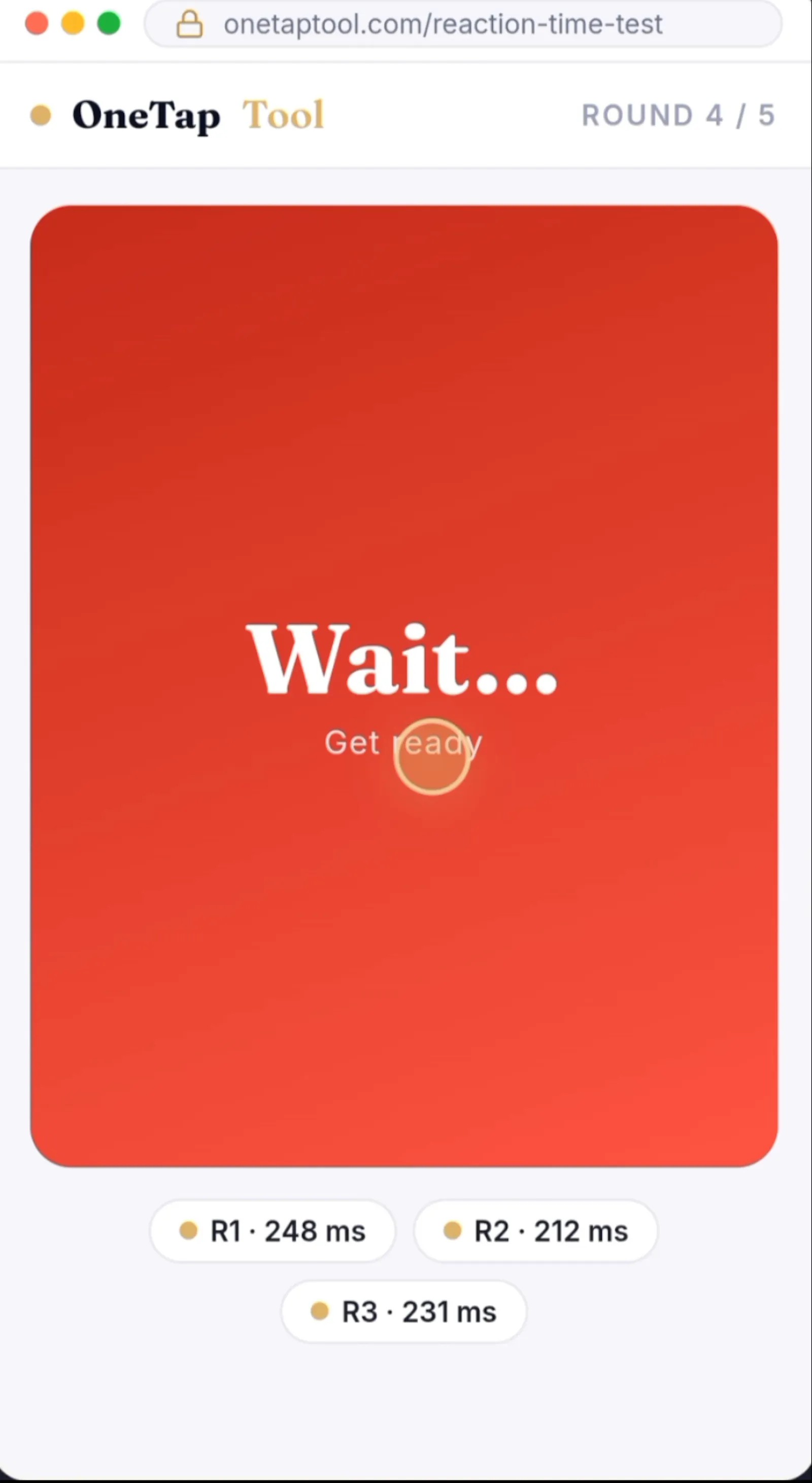 OneTapTool Reaction Time Test screenshot 3