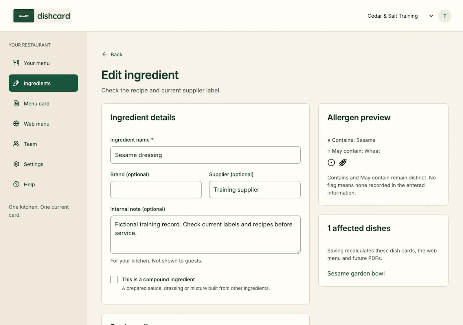 Dishcard screenshot 2
