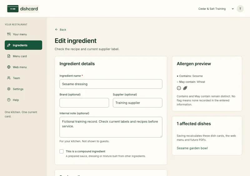 Dishcard screenshot 2