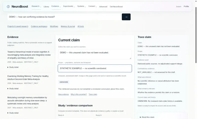 NeuroBoost · What does evidence support? screenshot 8
