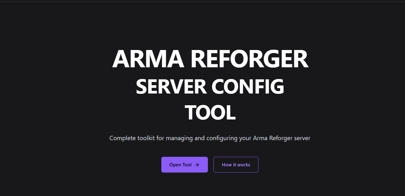 ARMA Reforger Server 구성 도구 - ARMA 리포저 서버 관리 및 구성을위한 툴킷 미디어 2
