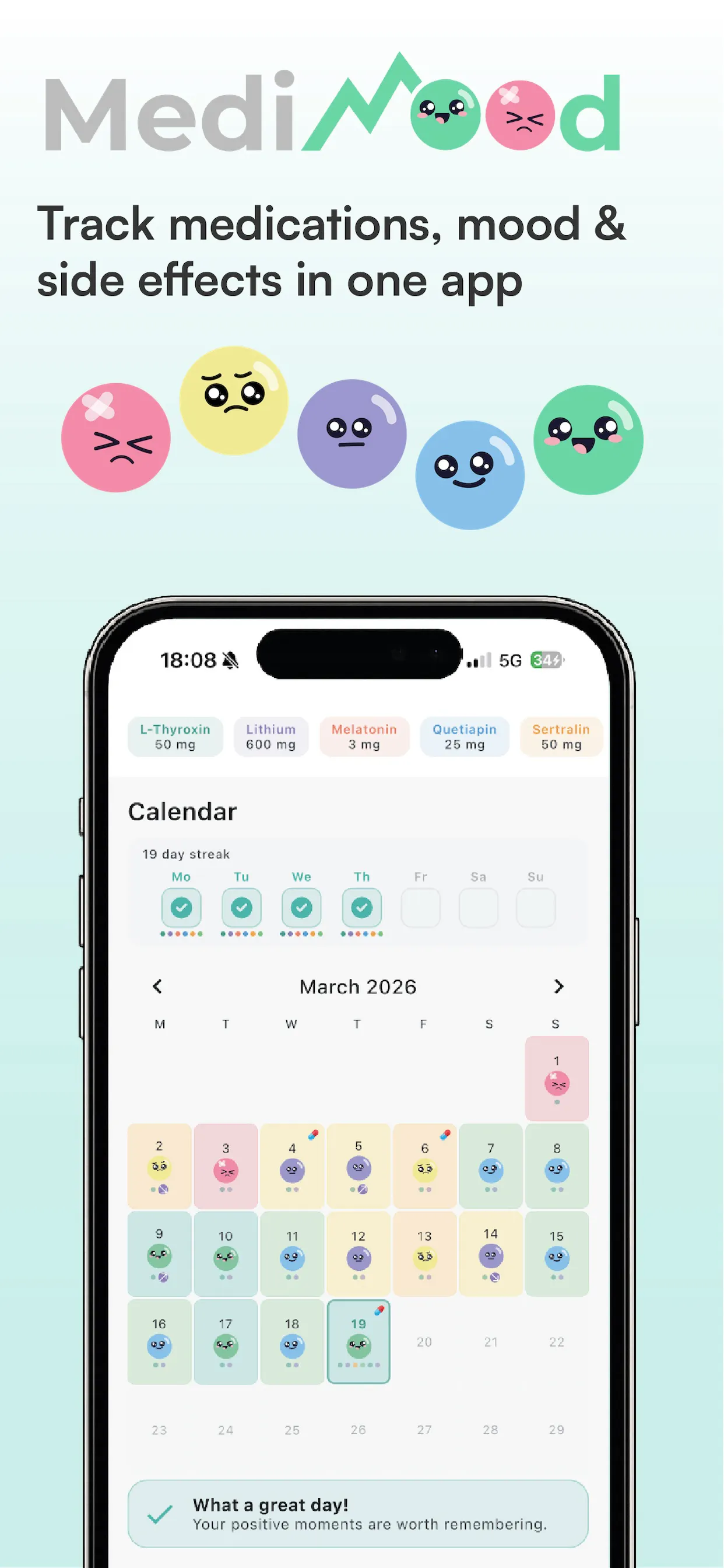 MediMood: Medicine Dose and Mood App 제품 배너
