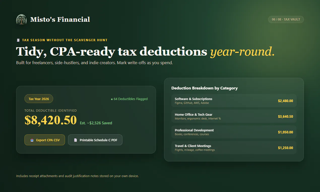 Misto's Financial screenshot
