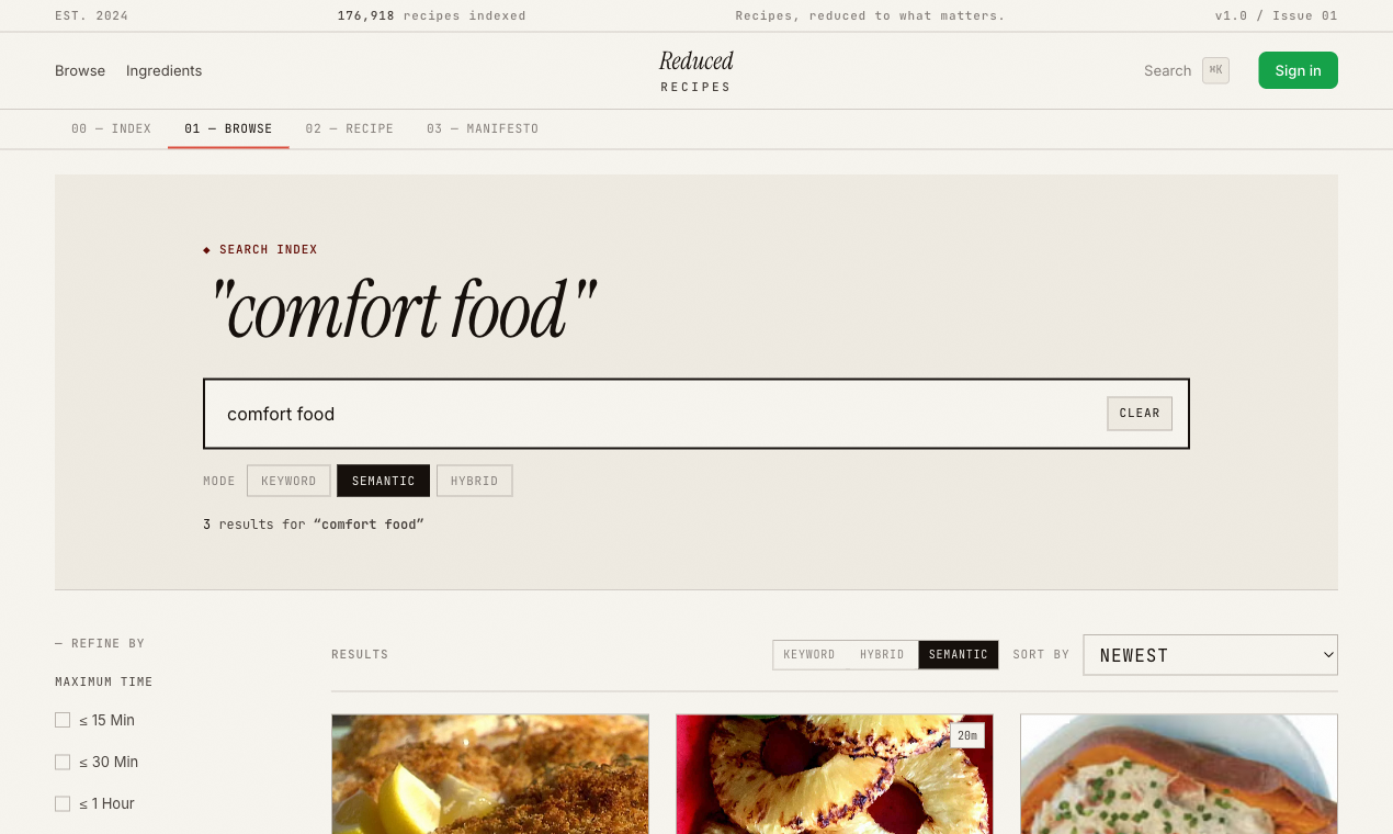 Reduced Recipes — Recipes, reduced. gallery image