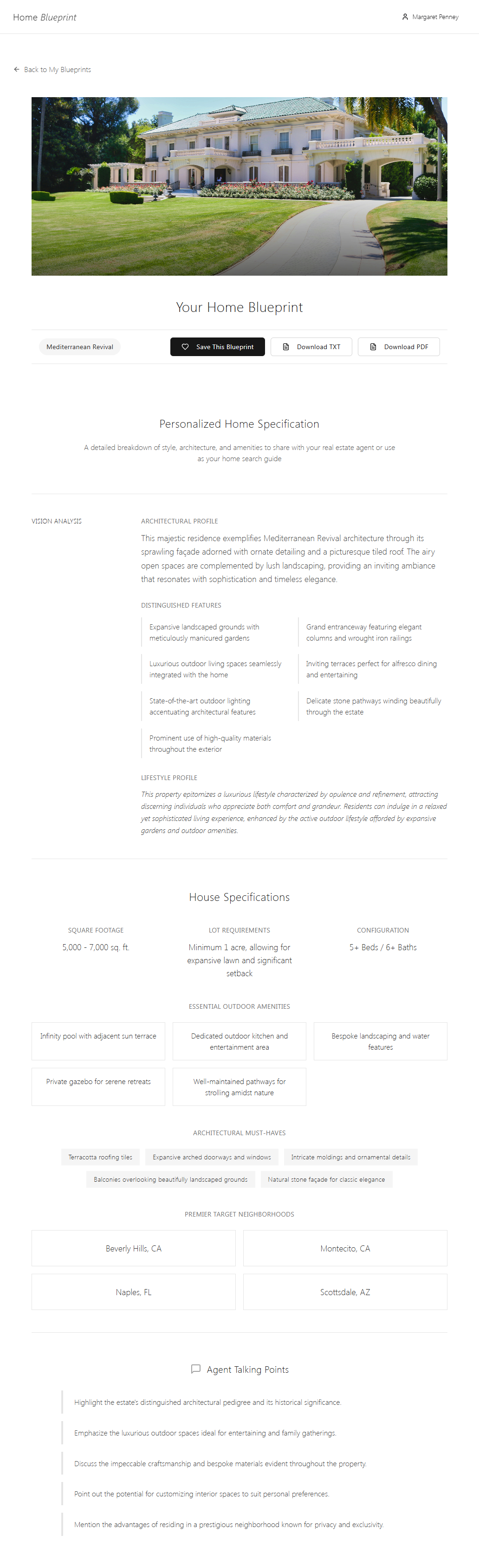 Home Blueprint - Main screenshot showing features and interface