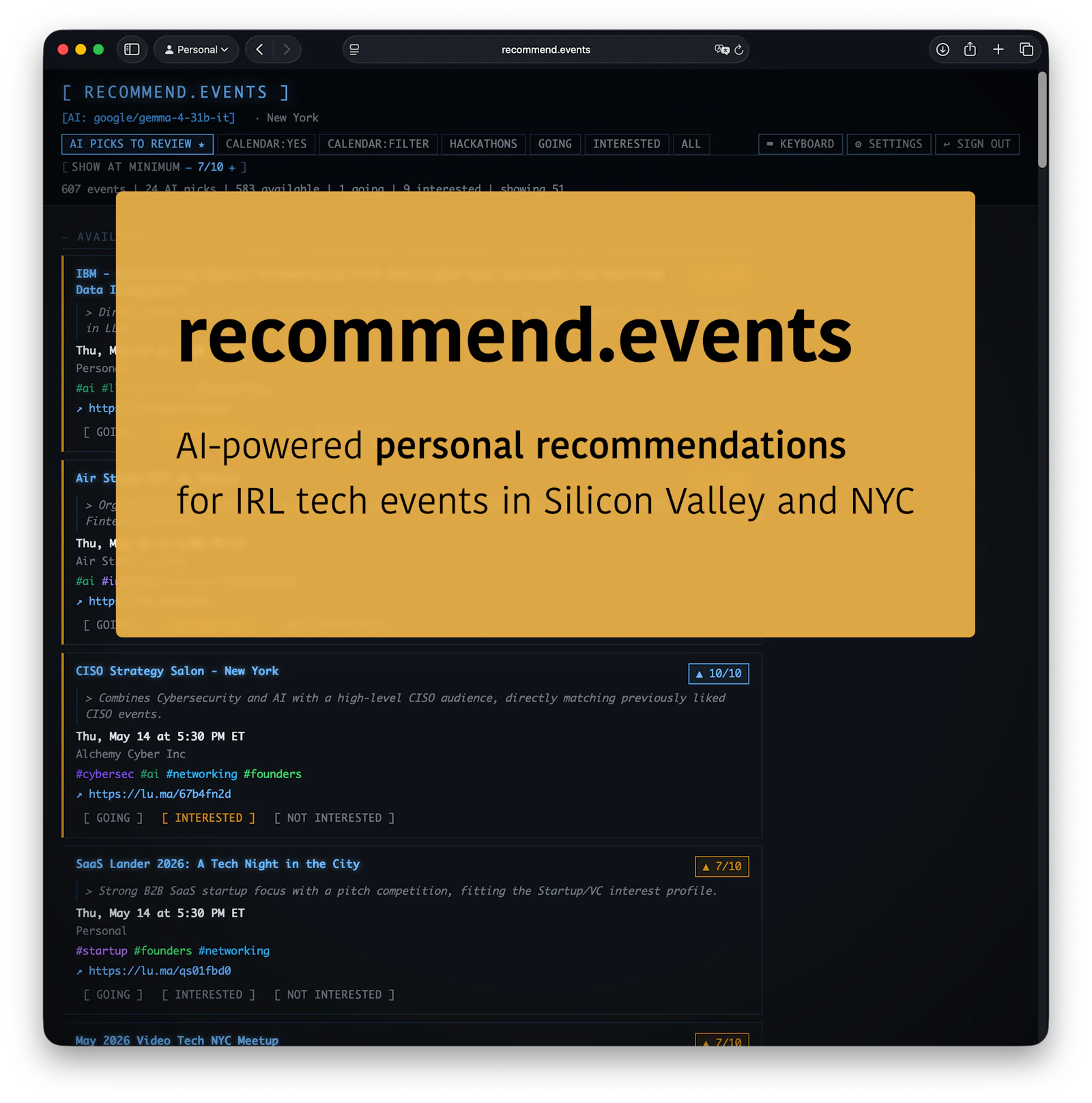 recommend.events screenshot 1