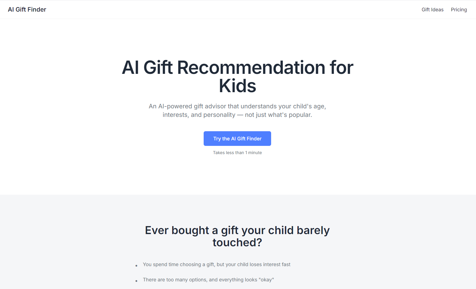 AI Gift Finder - Main product screenshot demonstrating key features and user interface