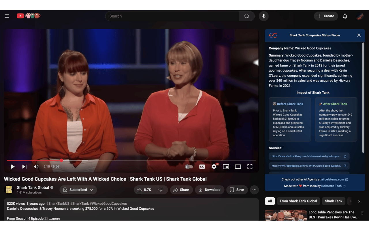 Shark Tank AI – Works inside YouTube - Instantly discover what happened to Shark Tank startups media 2