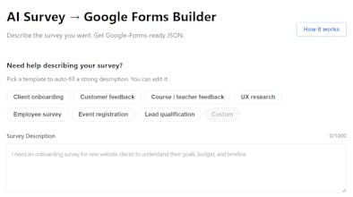 AI Survey → Google Forms Builder gallery image